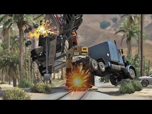 GTA 5 Train Accident Movie( Train Crashes Into Car Transport Truck ) Train Crash Scene