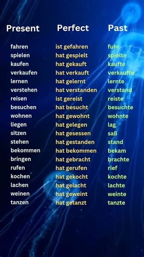 German Verbs in Present, Perfect, and Past Tense #learngerman #germanlanguage #germanverbs