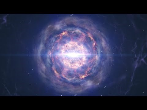 Neutron star merger animation ending with kilonova explosion