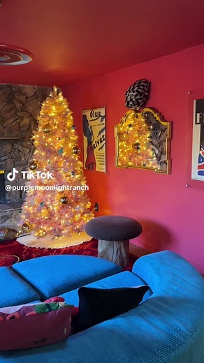 Christmas time at Purple Moonlight Ranch #vintagehome #joshuatreeairbnb #uniquehomes #1970s #joshuatree