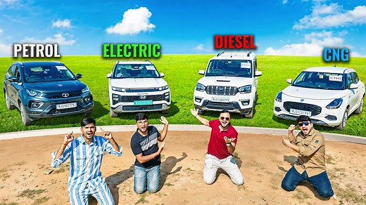2.6M views · 61K reactions | Big Comparison Between - Petrol + EV + Diesel + CNG -  250 KM Race - EV कार ने तो हौश उड़ा दिए | Experiment King | Facebook
