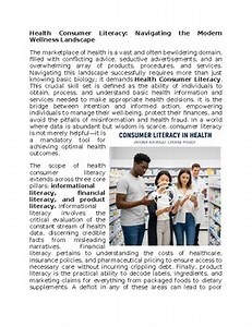 Consumer Literacy in Health Worksheet Sub-Plan Classwork Homework