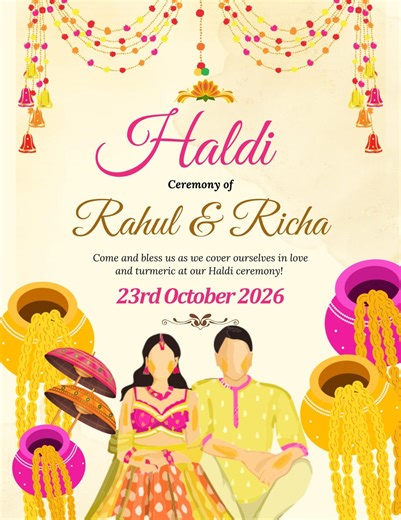 Floral Haldi Ceremony Invitation Template, Indian Wedding Haldi Invite (digital Download) - Etsy
