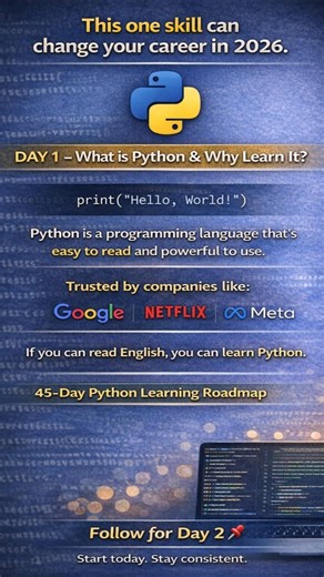 NextGenTelecom on Instagram: "Day 1/45 – Python Basics . . “Follow for Day 2 of Python series.” . . #python #devops #telecom #automation #pythonprogramming #codingreels #techskills #5g #techcareers"