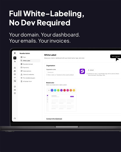 Turn your agency into a full tech platform. Sell AI websites, hosting and SMB tools under your brand — with complete control over plans, billing, users, and revenue. | 10Web