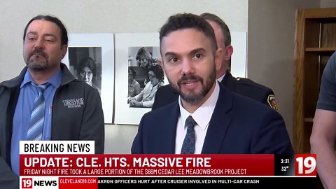 Cleveland Heights officials hold news conference about massive construction site fire