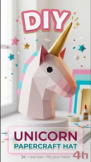 Just 2 Hours to build this Wearable Unicorn hat 😱 #diy #papercraft #unicorn