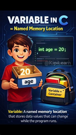 What is a Variable in C? 🔥 Explained with Real-Life Example | C Programming #shorts @KipiLearn