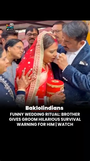 Scroll Indians on Instagram: "Follow @baklol.indians for more‼️- A wedding video is leaving netizens in splits after a bride's brother decided to ditch the traditional emotional speech for something much more relatable. During a ceremony on stage, the brother-in-law (Saala) held the groom's (Jeejaji) hands with a perfectly serious expression. But instead of the usual "please take care of my sister" request, he dropped a hilarious "survival warning" that caught everyone off guard. He deadpanned: 
