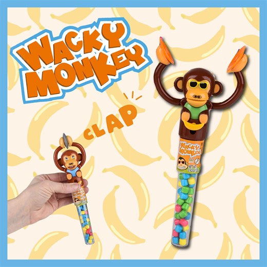 145K views · 14 reactions | Push the button to watch the monkey clap! Out Wacky Monkey is an upgrade to our previous Clapping Monkey Toy, now including mini candy treats! ZY-WACKM #ClappingMonkey #Monkey #MonkeyToy #Candy #NoveltyToy #NoveltyCandy #Mesmerizing #Fun #Cute | RI Novelty | Facebook