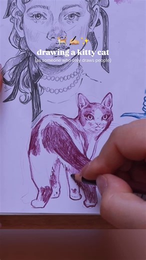 Pypah Santos on Instagram: "really happy with how this kitty came out! drawing cats is always so hard cus they’re just liquid shapes that somehow make sense in the real world  watch me draw this while kitty in real time and a whole sketchbook spread in my latest yt vid!  in my bio xx ️ #artist #art #artistsoninstagram #illustration #illustrator #drawing #pencildrawing #car #catdrawing"