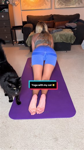 When your home yoga flow turns into cat yoga 🧘‍♀️🐈‍⬛ Trying to find zen in my bedroom yoga routine but my cat said namaste… on me 😅 Because at-home yoga hits different when you live with a furry yogi. #yoga #fyp #yogagirl #yogaflow #gymbaddie