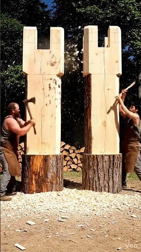 Giant Wooden Drawbridge Built from Tree Trunks (No CGI)
