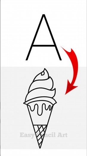 How to draw Icecream Drawing With alphabet A | Easy Icecream Drawing | Ice Cream Drawing kese banaye