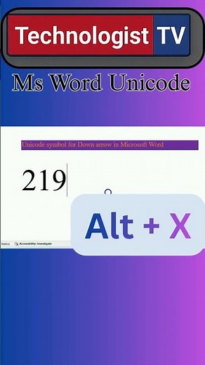 How to Insert Down arrow in Ms Word Using unicode