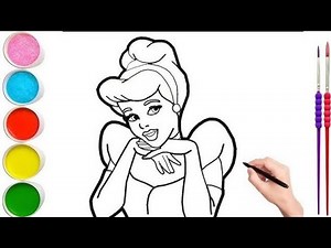Cinderella Princess drawing easy, Coloring and Painting for kids and toddlers, Fun with kids