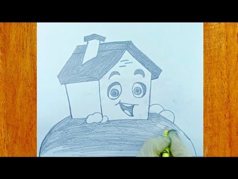 Cute cartoon home drawing 🏠| Easy cartoon house drawing Tutorial |