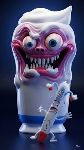 Creepy Toothpaste Monster 😱 | AI 3D Animation#AIAnimation#3DAnimatio#AIShorts#Shorts#CreepyAnimation