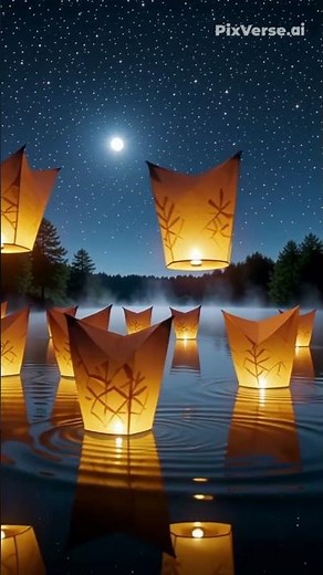 Floating Lanterns on Calm Lake 🌙✨ | Hypnotic Nature