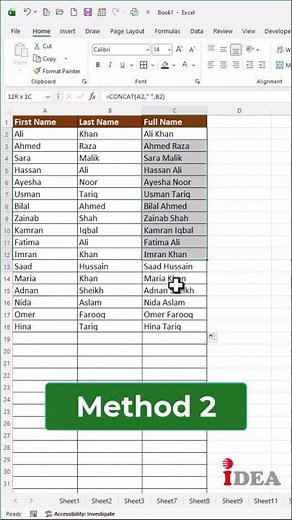 How to Combine First and Last Name in Excel | Excel Flash Fill Trick to Combine Name