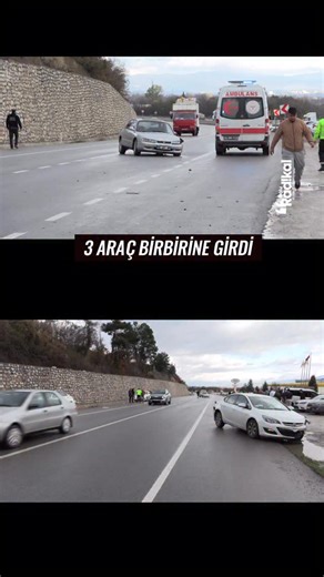 Bolu Radikal on Instagram: "Bolu’da, dönüş yapmak isteyen otomobil ile iki otomobilin çarpıştığı kazada 3 kişi yaralandı. Kaza, saat 14.30 sıralarında Bolu-Mudurnu kara yolunun Doğancı mevkiinde meydana geldi. Mudurnu yönüne giden Mustafa Ç.’nin kullandığı 06 BRH 717 plakalı otomobil, sürücüsünün çalıştığı tavuk entegre tesisine dönüş yapmak istediği sırada arkasından gelen Sinan B. yönetimindeki 10 AHT 185 plakalı otomobil ile Yahya B. idaresindeki 14 ADG 138 plakalı araç arka arkaya çarpıştı. 