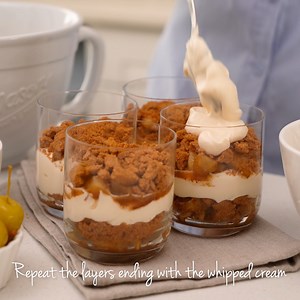 239K views · 1K reactions | Decadence doesn’t even begin to describe this delicious dessert! This Biscoff, Amarula and Apple Dessert made with LANCEWOOD® Double Cream Vanilla Yoghurt is the perfect ending to any meal. Download the recipe here: https://lancewood.co.za/recipes/biscoff-amarula-desserts/ | LANCEWOOD | Facebook