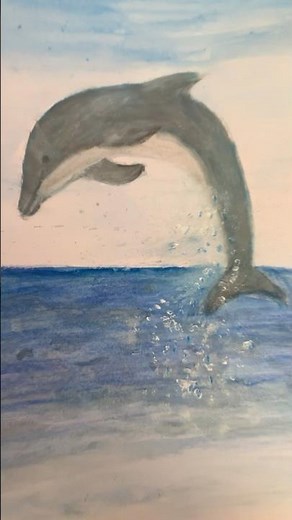 イルカ描いてみた。 #絵が上手くなりたい #イラスト #水彩画 #イルカ