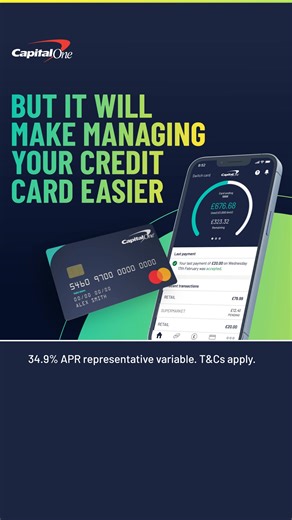 Here's three ways the (award-winning) Capital One app helps you manage your card. Check if you're eligible for a credit card now. 34.9% APR Representative Variable. T&Cs Apply. | Capital One UK