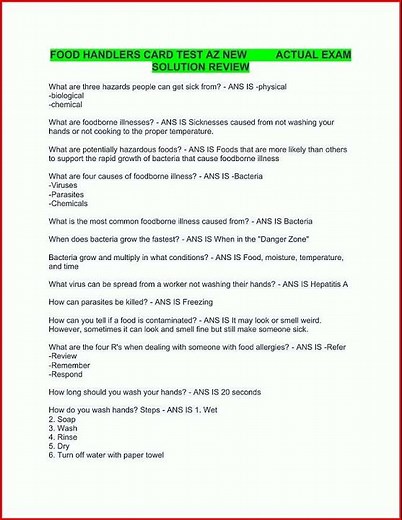 Food Handlers Card Test Az New Actual Exam Solution Review video