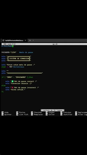 Script Bash - Connexion par Mot de Passe 🔐 #Shorts