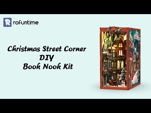 Christmas Street Corner DIY Book Nook Kit | Holiday Bookshelf Insert | Rofuntime