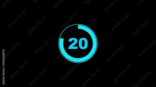 25 second countdown timer animation from 25 seconds to 0 seconds on a transparent background, twenty-five seconds countdown timer with alpha channel in 4k with dashes circle
