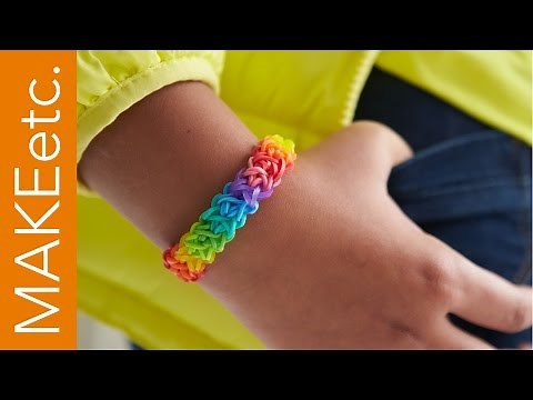 How to make a Rainbow Coloured Double Cross Rubber/Loom Band Bracelet!