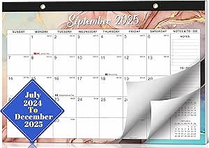 18 Month Calendar - Desk Calendar 2024-2025, 17'' x 12'', Desktop Pad Calendar from Jul. 2024 - Dec. 2025 with Julian Date, Big Desk Top/Wall Calendar Planner for Men Women, Large Calendar