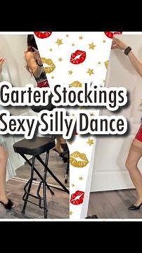 Thigh Garter Vintage Stockings Heels Try On Sexy Silly Dance, Nylons Legs Feet Girl Babe Pantyhose
