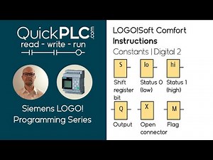 LOGO! Inputs 2 - Shift register bit, Status lo / hi, Output, Open connector, Flag | Siemens PLC.