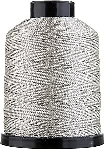 Premium Metallic Thread 218-Yard Shiny Finish for DIY Projects, Wristbands, Bracelets Crochet Bookbinding (White Silver)