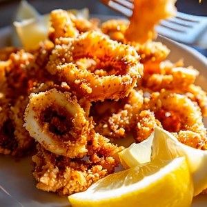 Fried Calamari Recipe Ingredients: 1 pound cleaned squid (tubes and tentacles), sliced into 1/2-inch rings 1 cup all-purpose flour The full recipe is in the FIRST (C.O.M.M.E.N.T) 👇 | I Am Happy.
