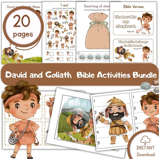 David and Goliath Kids Printable Activity Sheet, Bible Story Coloring Activity Page, David and Goliath Sunday School Activity - Etsy