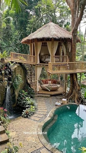 Epic Jungle Treehouse Build with Infinity Pool