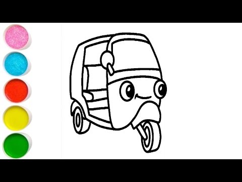 Auto 🛺 Rikshaw Drawing, Painting & Coloring For Kids and Toddlers_ Kids Art