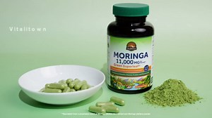 Vitalitown Moringa Capsules 11,000 MG, Pure Moringa Oleifera Leaves, No Sticks, No Caffeine, Energy, Immune, 90 Capsules