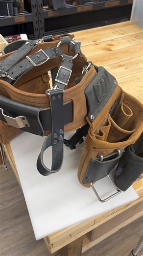 18K views · 295 reactions | Suspender tool loop production. These are awesome for hanging heavy tools on as they pass the load to the Suspender strap. This means the load rest on your shoulders instead of your hips, and also stops you twisting your bags out of shape. Find them at akribisleather.com . . . . . . #toolbelt #leathertoolbelt #carpenter #carpentry #tradesmen #toolhook #suspenders | Akribis leather | Facebook