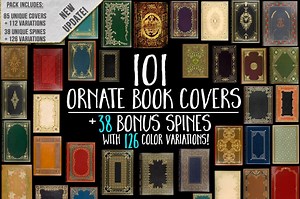 101 Book Covers: Book Cover Digital Paper - Decorative Old Book Graphics and Printable Book Textures Tome Fronts, 35 Antique Spines Clipart - Etsy