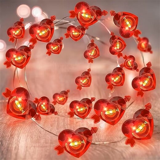 Rose Shaped LED Copper Wire String Lights 2m 20 LEDs Battery Powered Gift for Flowers Wedding Decoration Valentine's Day Love Themed Fairy Tale String