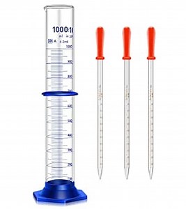 Amazon.com: Thick Glass Graduated Cylinder Measuring Liquid Lab Cylinders with Anti-falling Plastic Base and Bumper Guard (glass, 1000ML) : Industrial & Scientific
