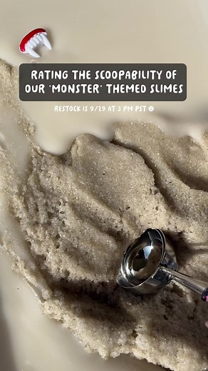 ***TRYPOPHOBIA WARNING*** RESTOCK IS 9/29 AT 3 PM PST 🧛‍♀️🧟‍♂️ VAMPIRE DUST scent: cherry texture: sand SLIME MUMMY scent: marshmallow texture: snowfizz fluffy topper* *fluffy topper comes in a separate 3 oz jar WEDNESDAY & ENID scent: grape soda jelly beans texture: fluffy bingsu *bingsu comes in a separate 3 oz jar ZOMBIE RAMEN scent: key lime pie texture: jelly* *comes with a clay ramen #scoopability #scoopingslime #scoopabilityratings