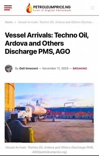 14K views · 159 reactions | Vessel Arrivals: Techno Oil, Ardova and...