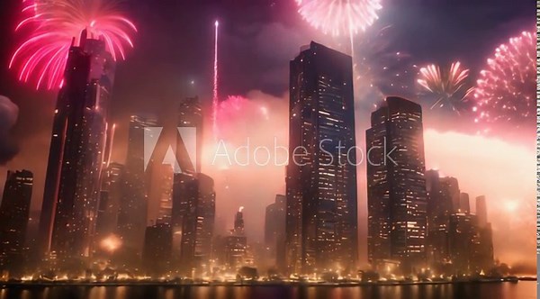 Fireworks on New Year's Eve 2024: various visual styles