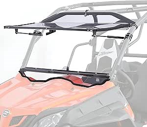 KEMIMOTO Flip Up Windshield 2-IN-1 Folding Window Compatible with CFMOTO ZForce 800 / 800ex / 800 trail/ 500 trail 2016-2022, Clear Hard-Coated PC Open Close Vent Front Full Windshield